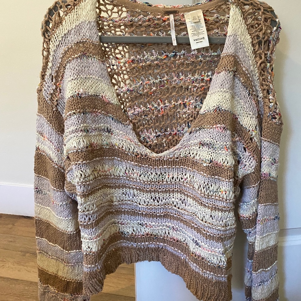 Free People Cropped Sweater in Sand - NWT Size Small